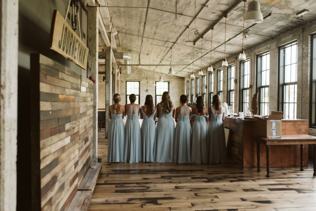 Indigo Lace Collective, Indigo Lace Collective Photography, Midwest Wedding Photographer, Documentary Wedding Photography, Michigan Wedding Photographers, Michigan Wedding Venues, Best Michigan Wedding Venues, Journeyman's Distillery, Michigan Distilleries, Distillery Wedding Venues, Brewing Co Wedding Venues, Wedding Venue Ideas, Rustic Wedding Venues, Wedding Venue Inspiration, Wedding Dress Inspiration, Lace Wedding Dress, Bridesmaid First Look, Bridesmaid Reveal Picture Ideas