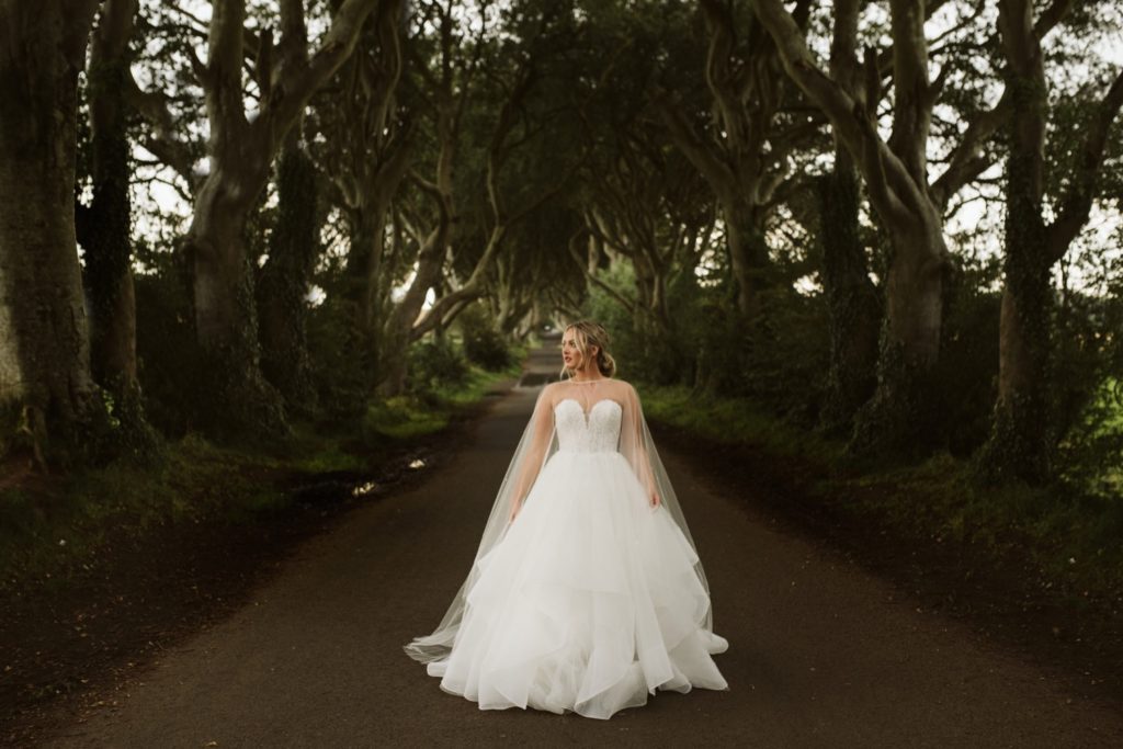 Indigo Lace Collective, One Fine Day Bridal and Gown Boutique, Sara Gabriel Veils, Dark Hedges Ireland, Game of Thrones, Dark Hedges from Game of Thrones, Northern Ireland, Northern Ireland Wedding, Ballgown Wedding Dress, Cape with Wedding Dress, Bridal Look Inspiration, Elopement Inspiration, Elopement Destination, Ireland Wedding Photography, Ireland Photographer, Northern Ireland Wedding, Northern Ireland Photographer, Bride Inspiration, Wedding Dress Inspiration, Unique Wedding Dress