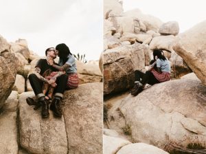 couple in joshua tree on rock