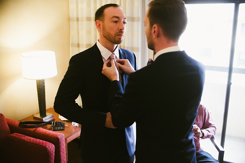 Chicago groom getting ready.