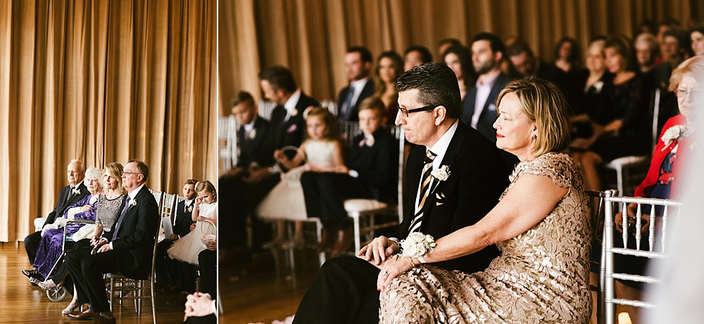 parents watching ceremony at the metropolis ballroom chicago wedding