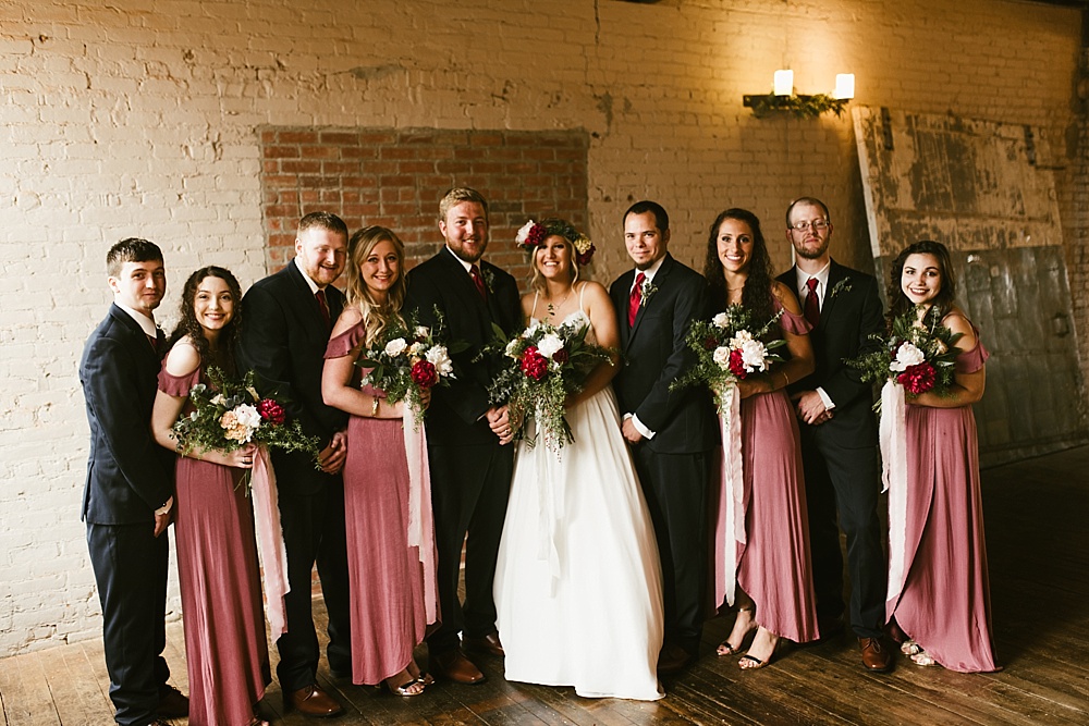 bridal party blush and navy at coppes commons indiana