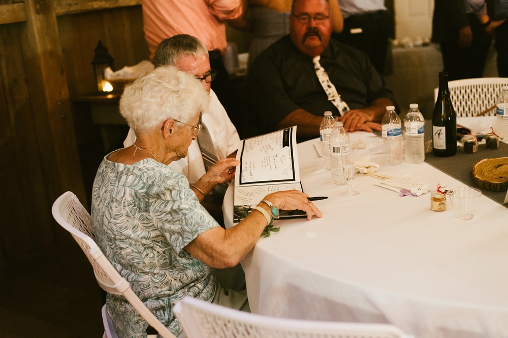 guests with guestbook at j weaver barn wedding