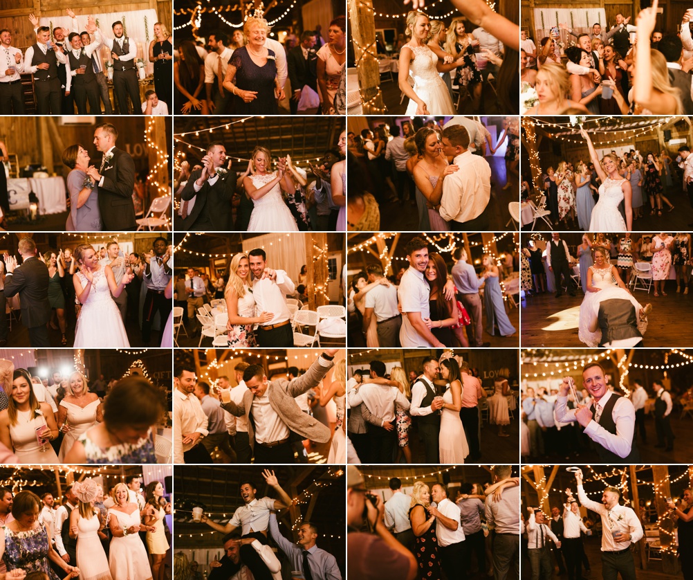 guests dancing and celebrating at j weaver barn wedding
