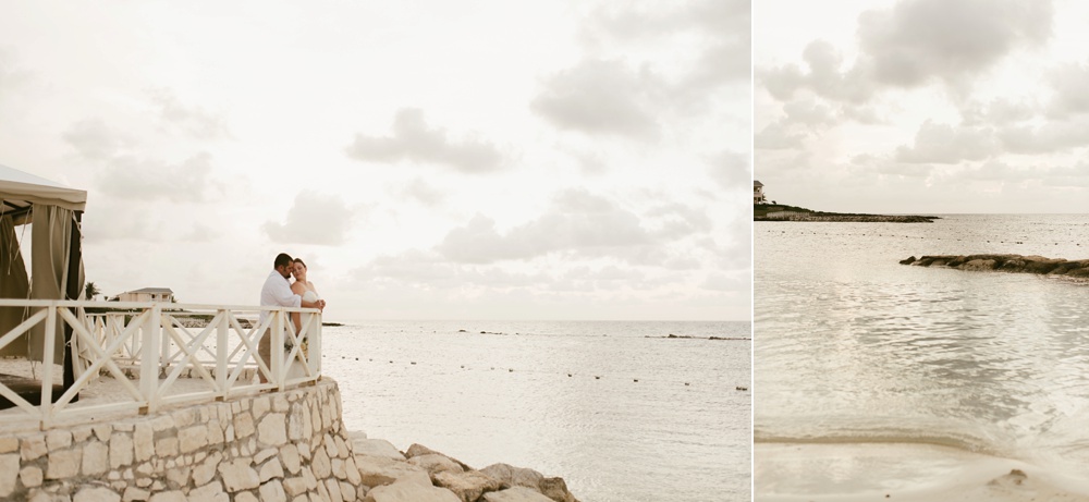 bride and groom on ocean overlook at grand palladium jamaica wedding