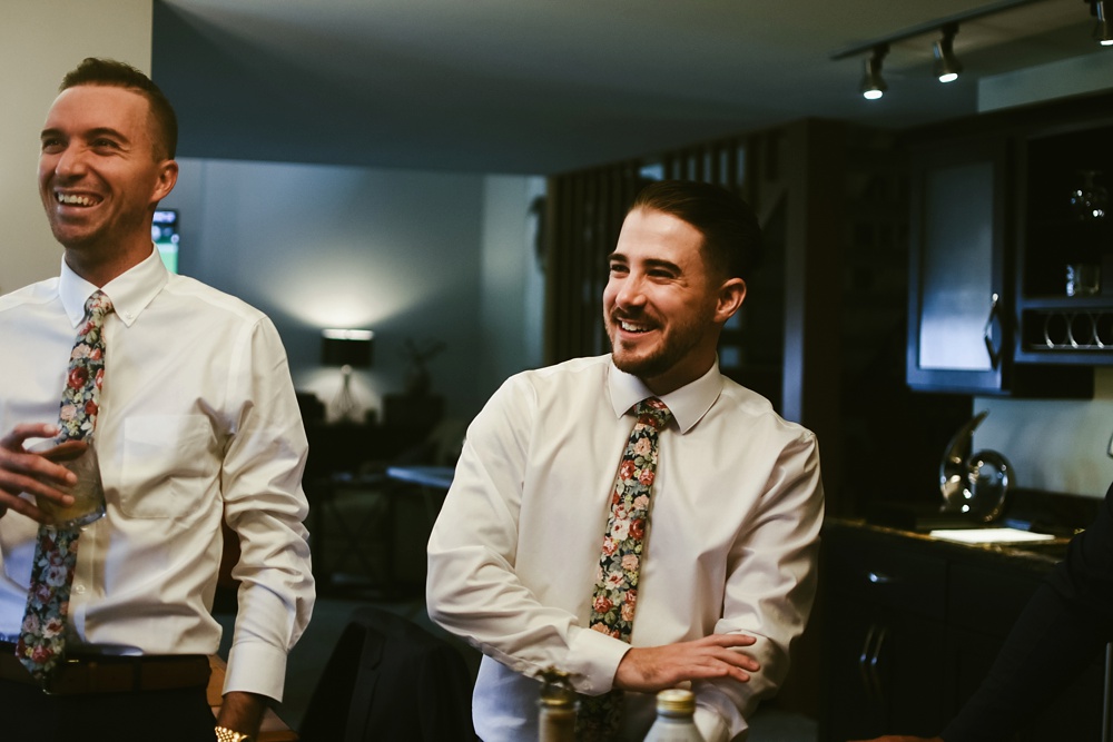 groom laughing before ceremony at pine valley country club wedding