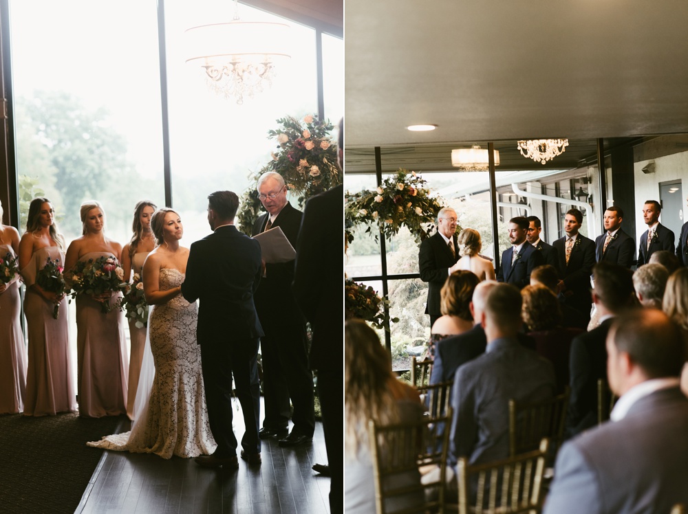 bride and groom sharing vows at pine valley country club wedding