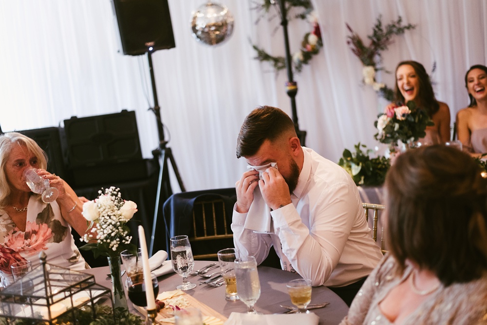 groomsman crying at pine valley country club wedding
