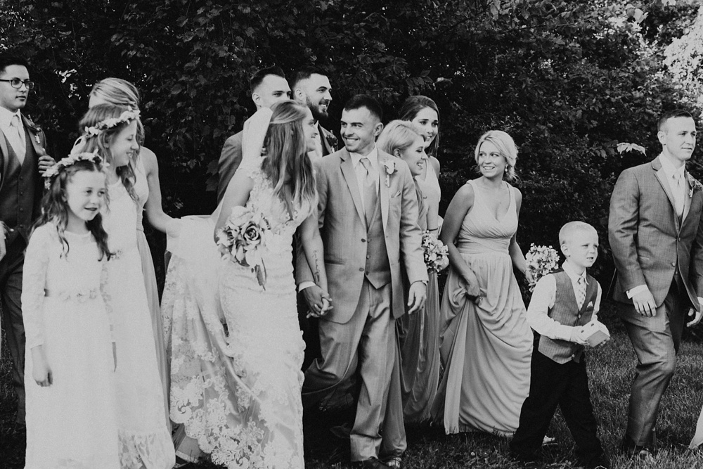 wedding party smiling after recception
