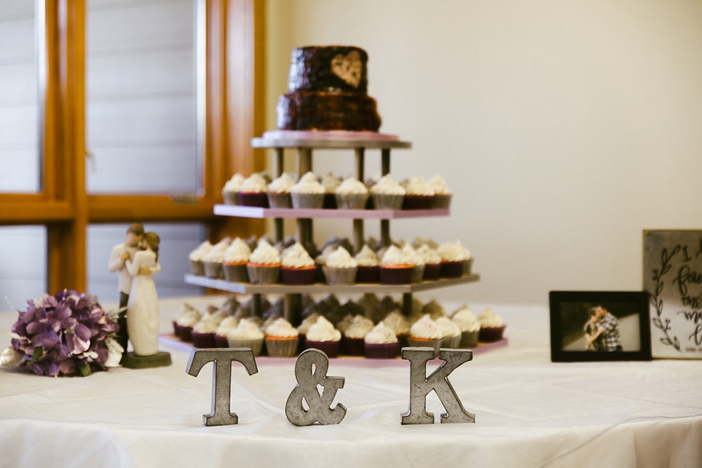 cupcake display at metea county park fall wedding