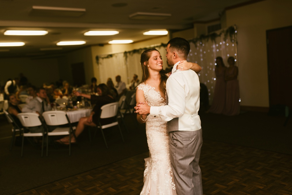 bride and groom first dance at metea county park fall wedding