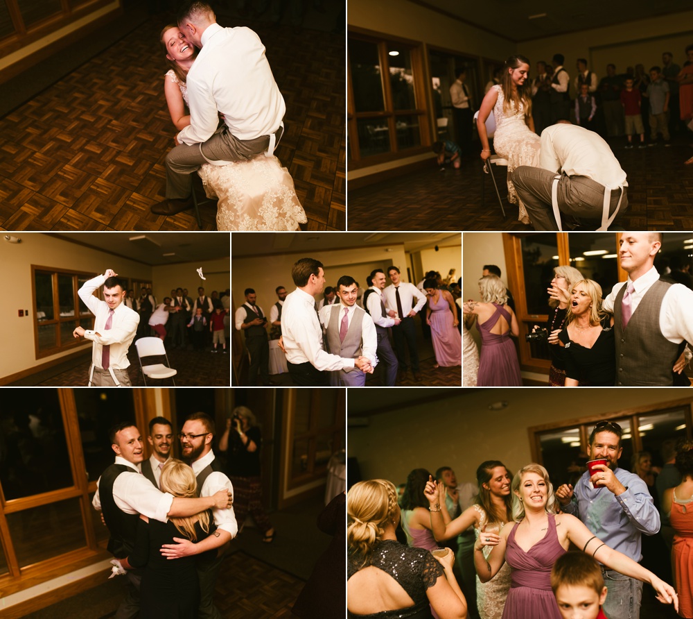 wedding guests dancing and celebrating at metea county park fall wedding