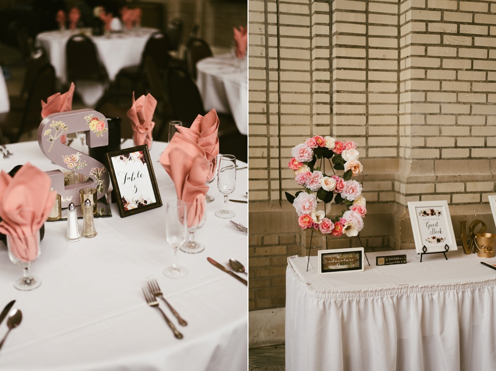 wedding table centerpieces and decor at baker street train station wedding