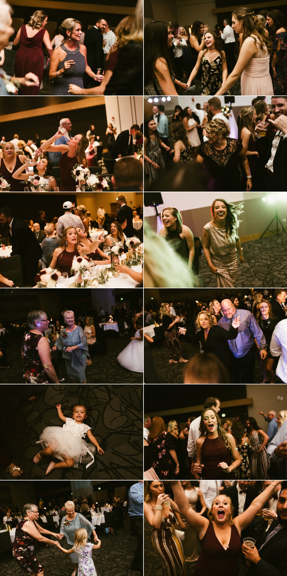 wedding guests dancing at purdue fort wayne international ballroom wedding