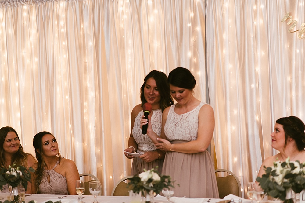 maid of honor giving speech at bergstaff place fall wedding