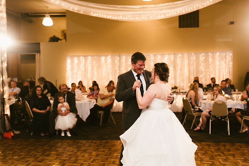 bride and father dance at bergstaff place fall wedding