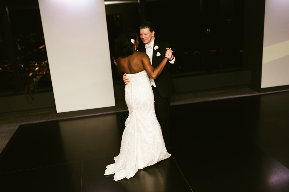 Chicago bride and groom dancing at reception.