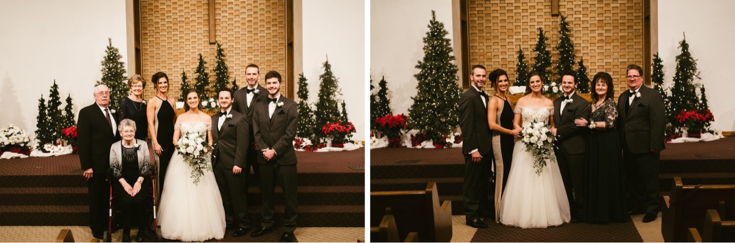 family of bride and groom at fort wayne winter wedding