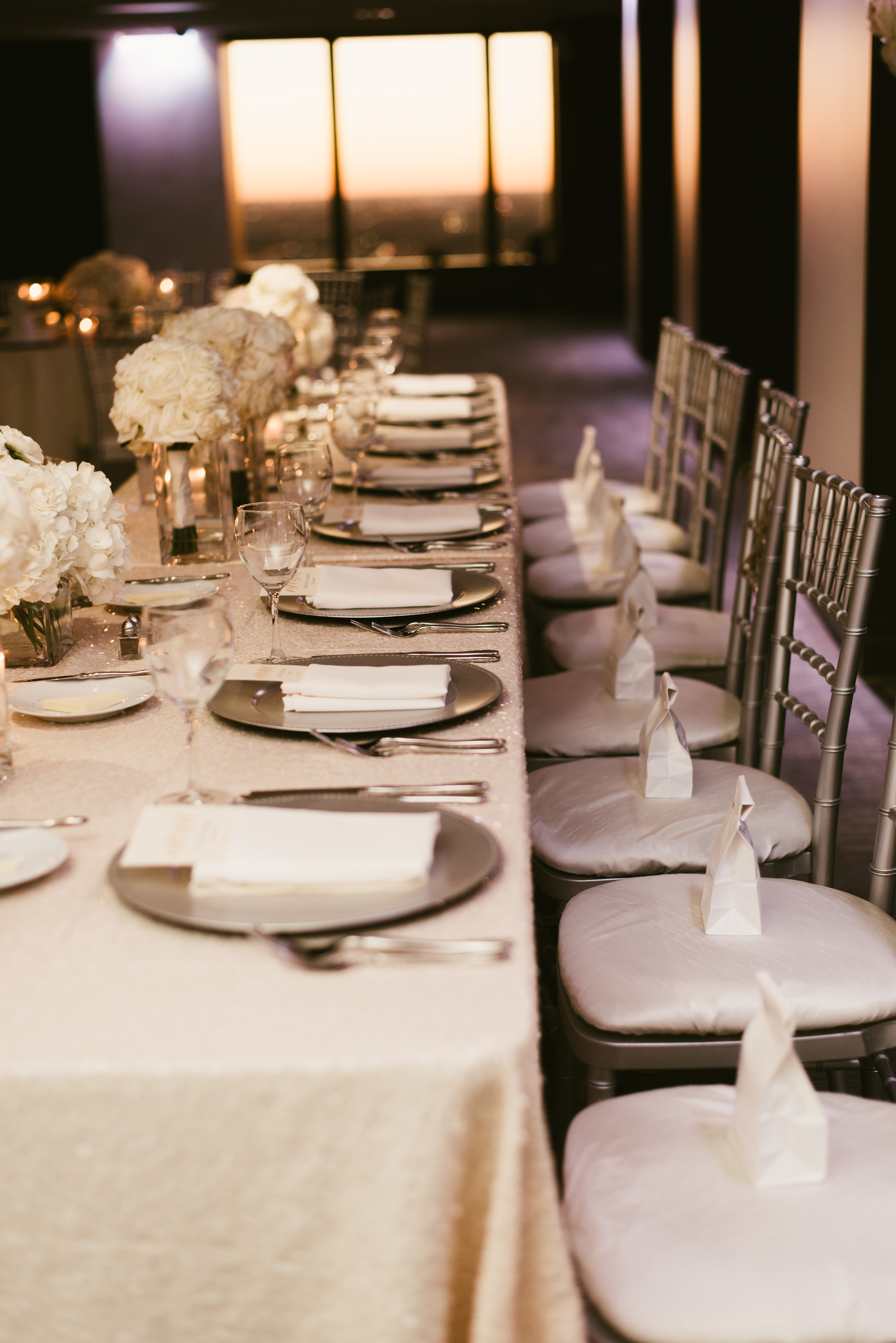 Chicago wedding reception elegant table setting.