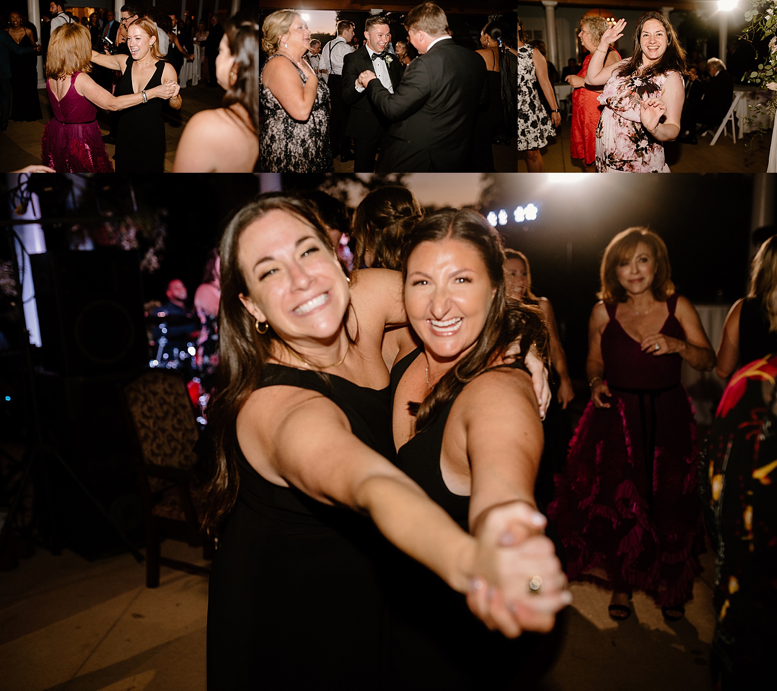 Guests dancing at a wedding reception for a Sycamore Hills Summer Wedding in Fort Wayne, Indiana.