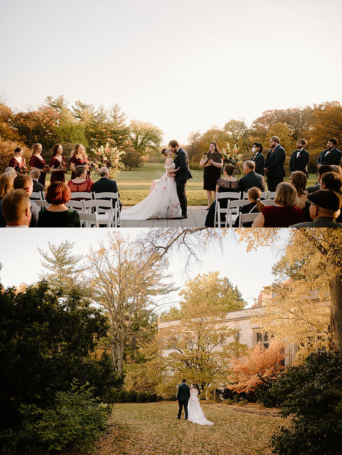 bride and groom share I dos at outdoor ceremony venue shot by midwest wedding photographer