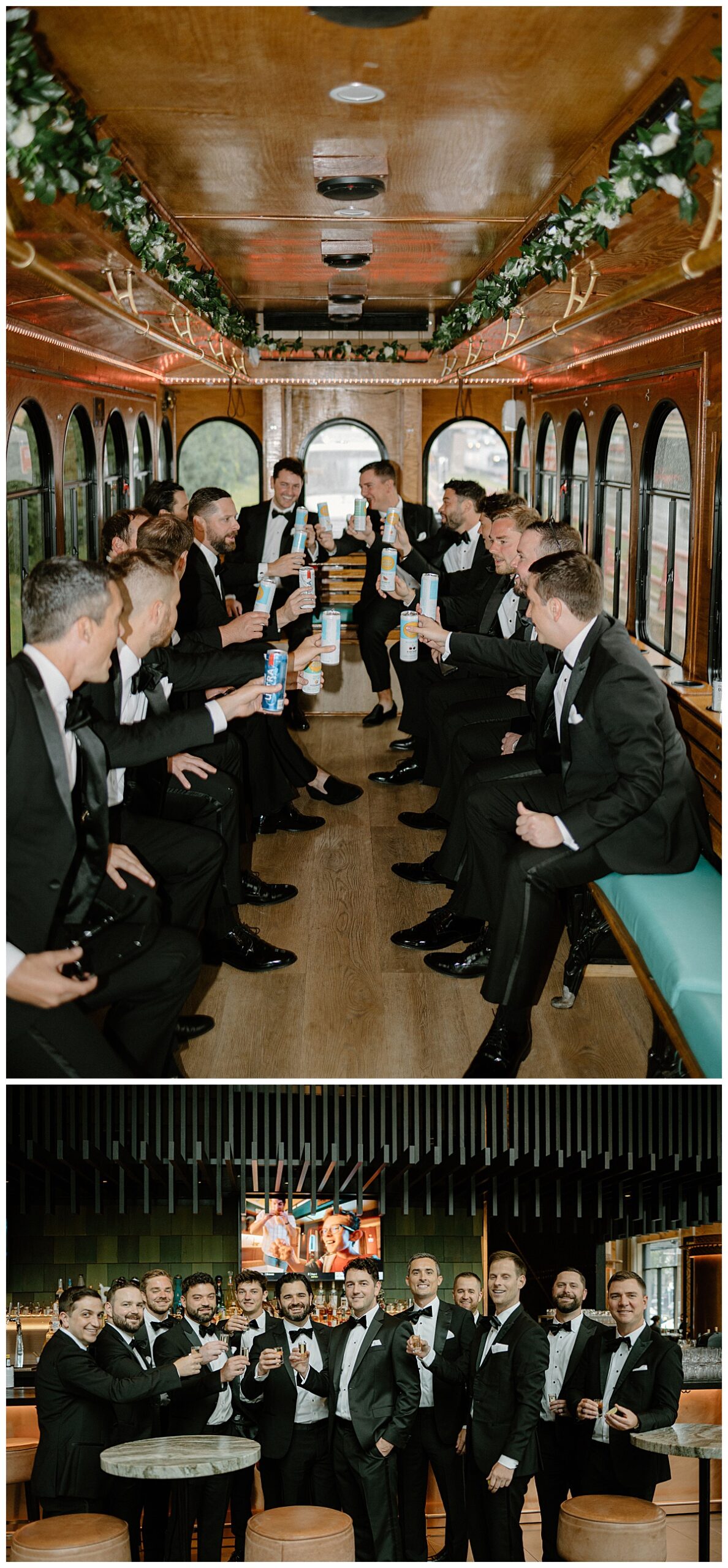 groomsmen toast before the ceremony at Chicago Winery