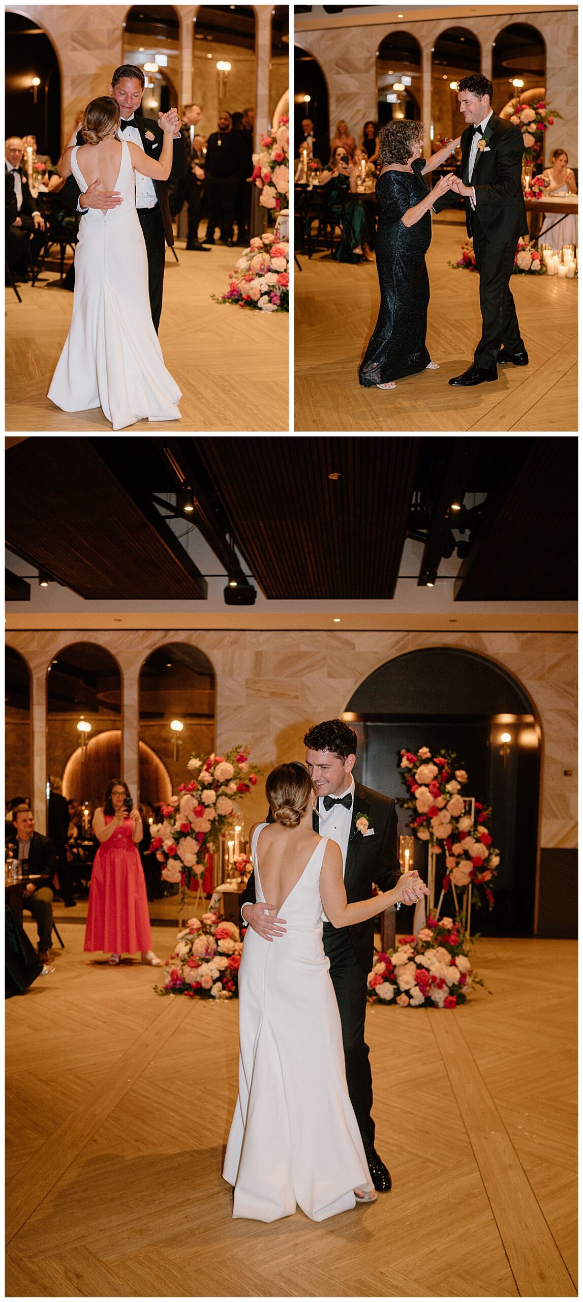 bride and groom share dances with their parents by Midwest wedding photographer