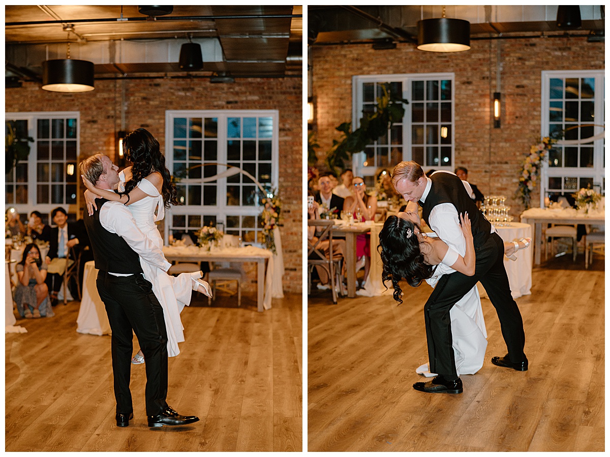 couple performs choreographed first dance at Lacuna Lofts reception