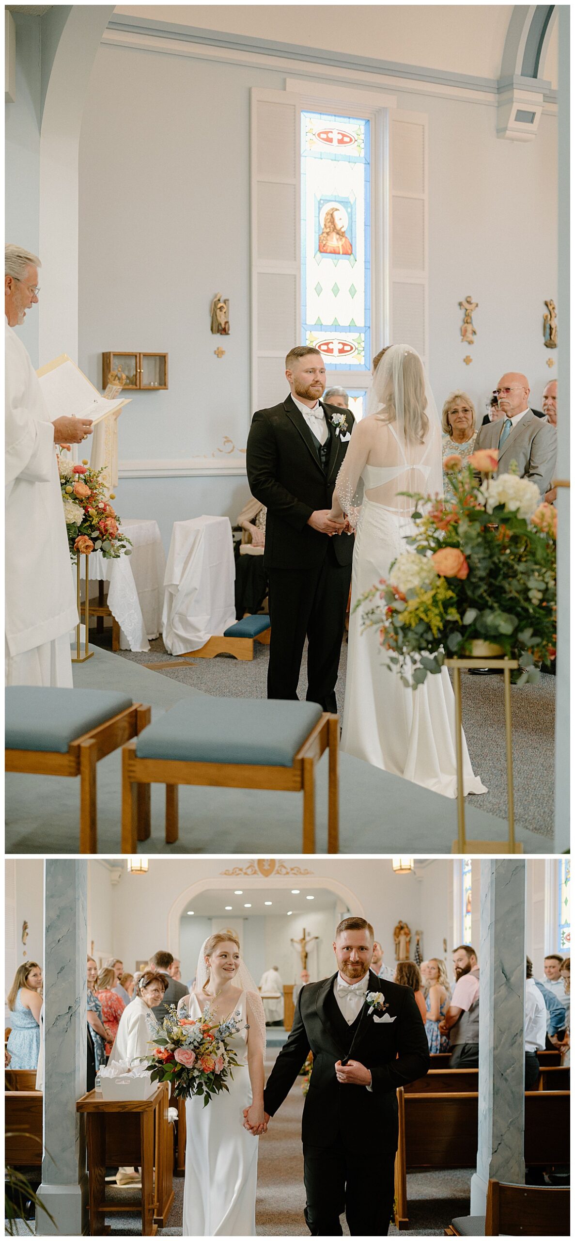couple exchanges vows in church by Indigo Lace Collective