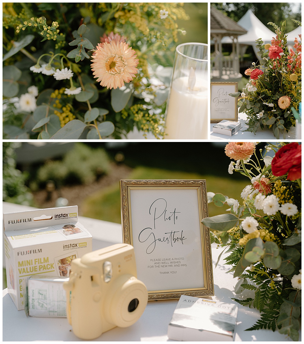 cameras sits out on table with summer florals by Indigo Lace Collective