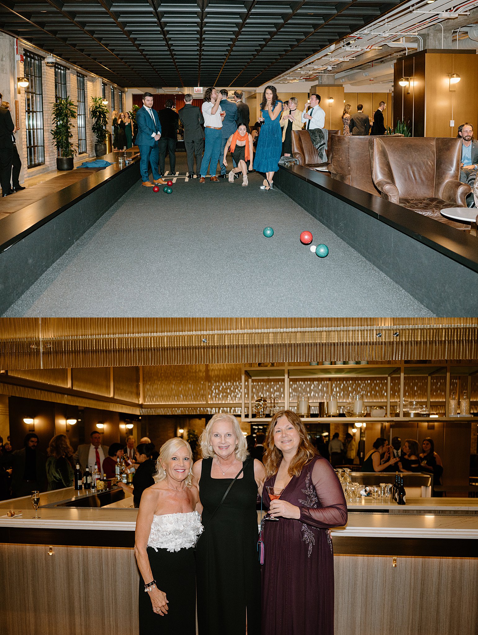 guests play bocce ball and enjoy refreshments by Midwest wedding photographer