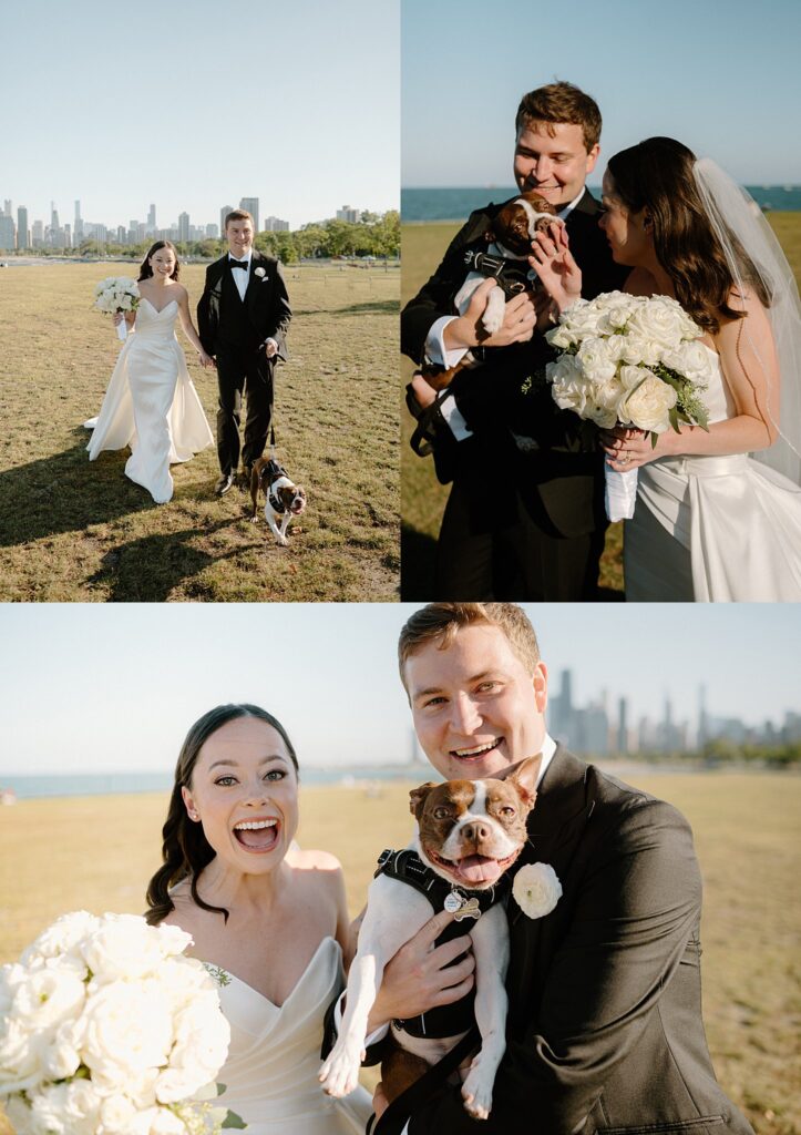 puppy joins newlyweds to snuggle by the lake by Indigo Lace Collective
