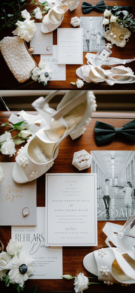 stationery and wedding details on table by Indigo Lace Collective