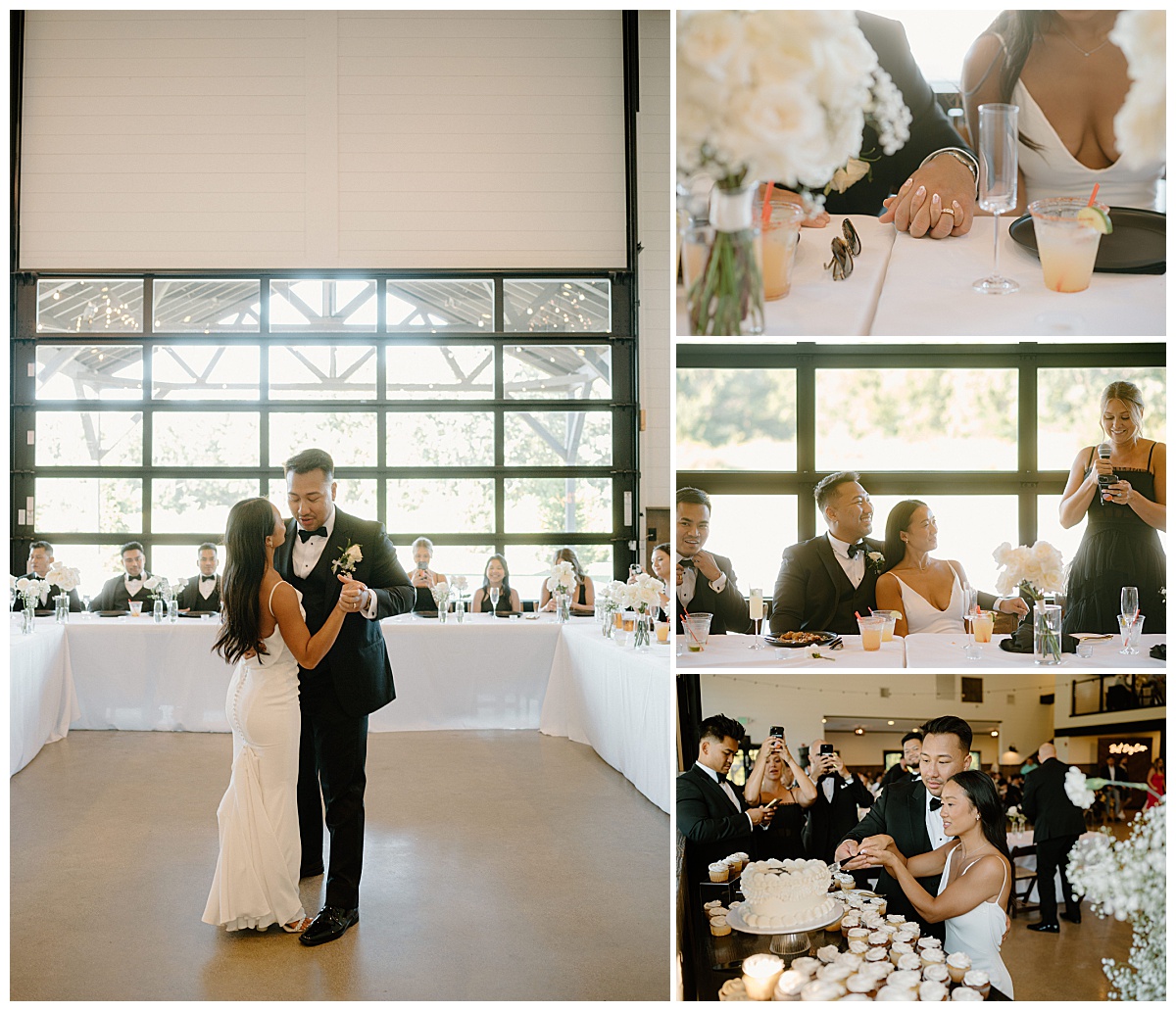 newlyweds share first dance and cut cake by Midwest wedding photographer