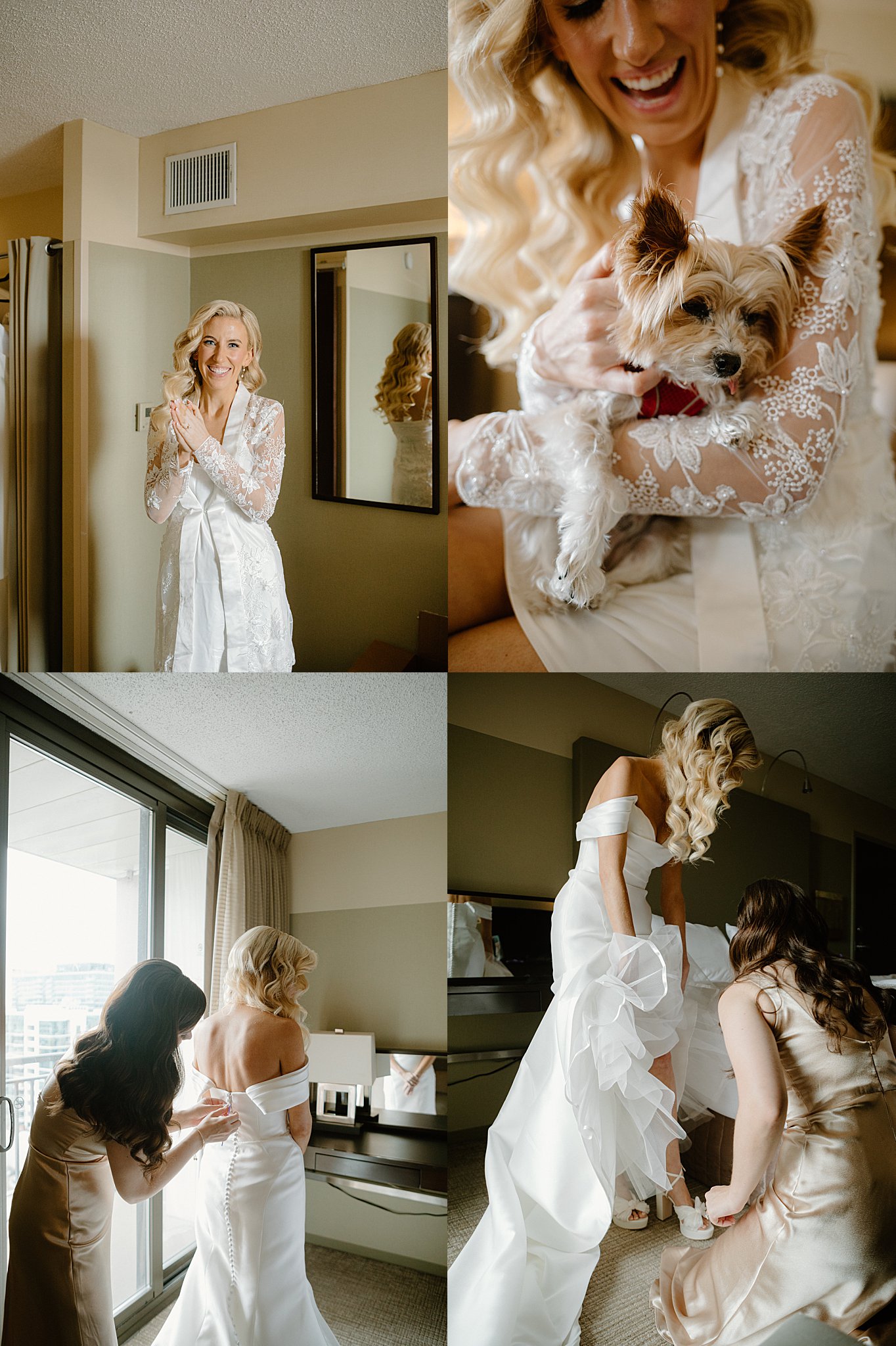 bride gets ready with her puppy by Indigo Lace Collective