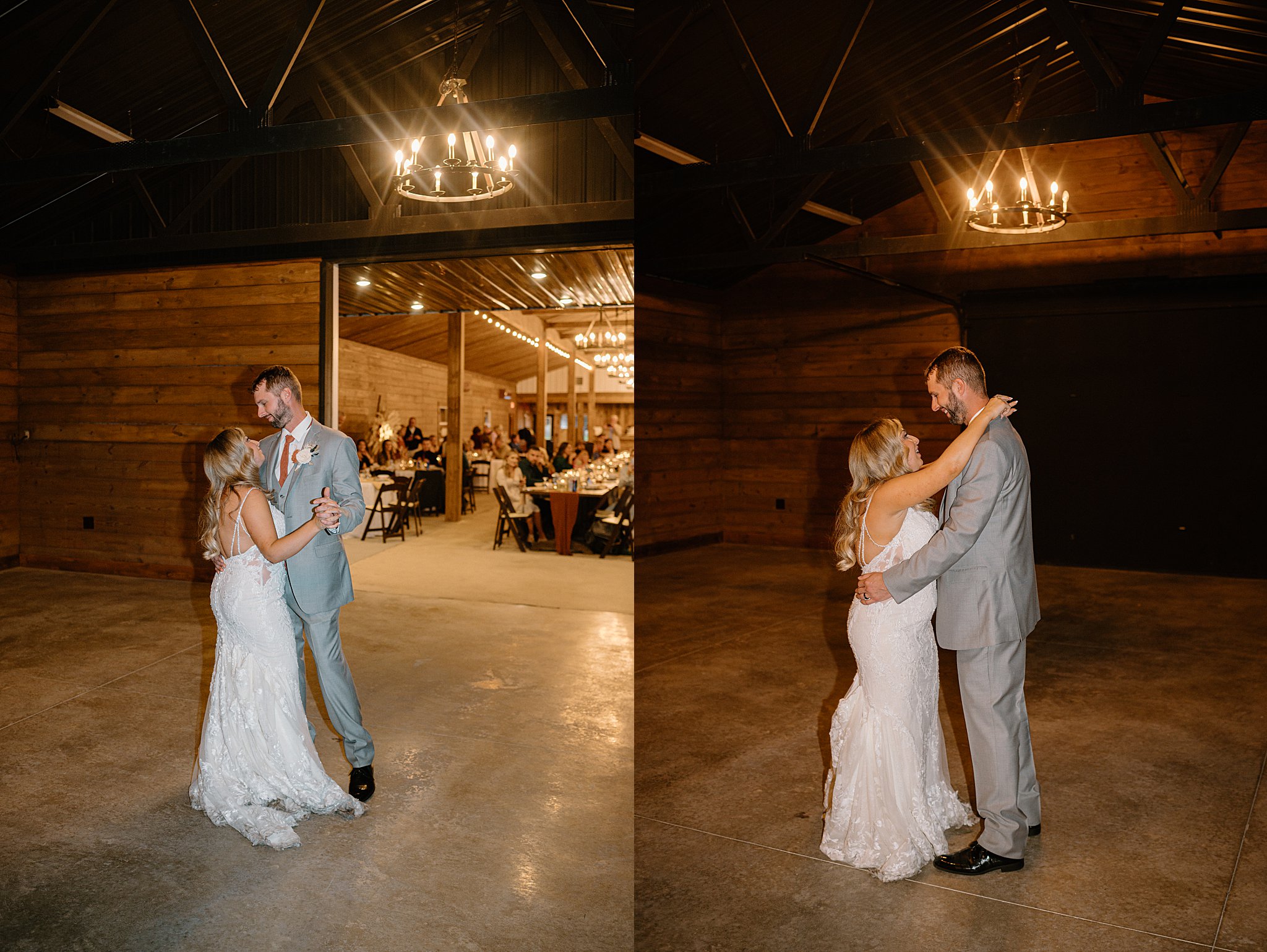 couple shares first dance as newlyweds by Midwest wedding photographer